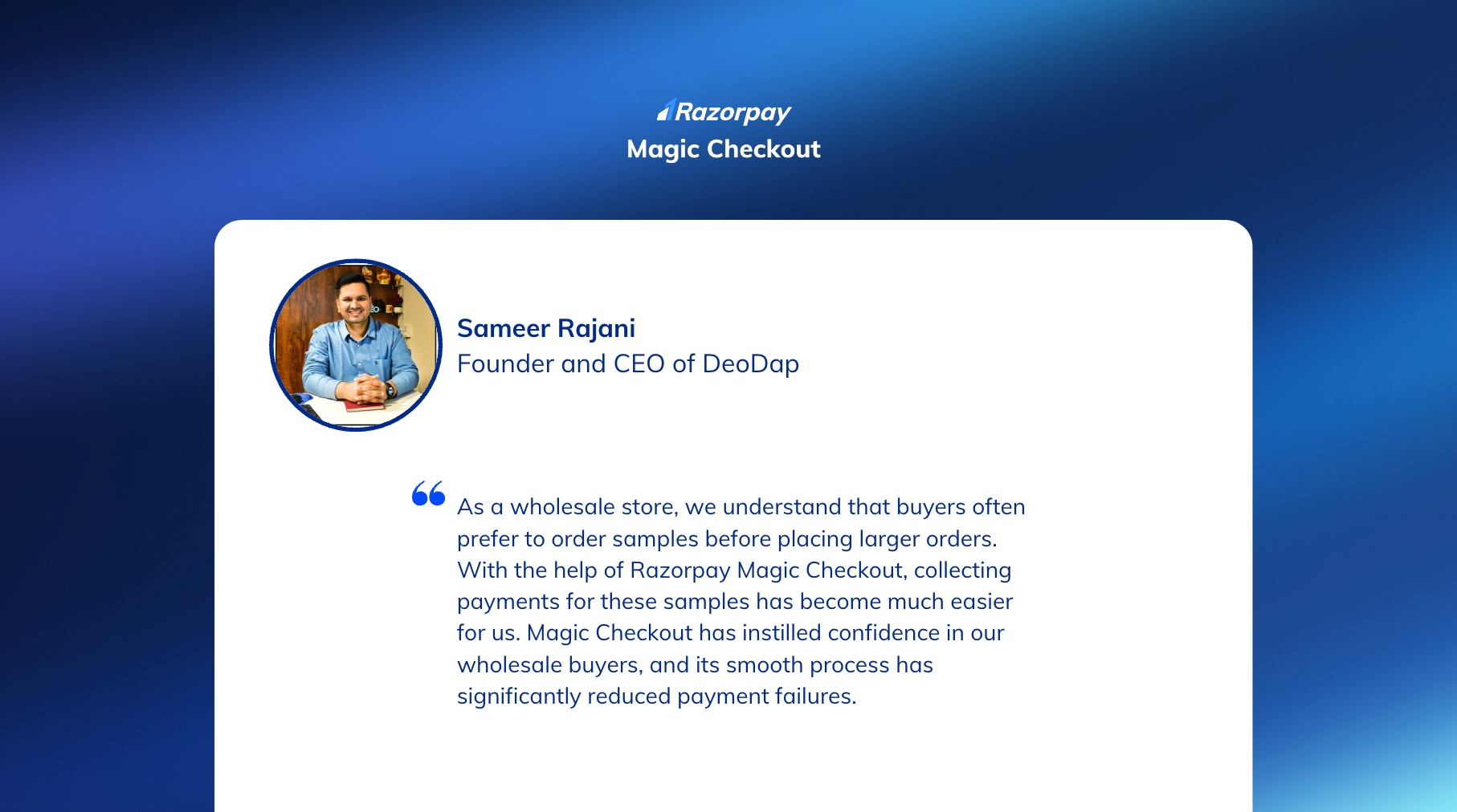 Magic Checkout case study <> DeoDap testimonial