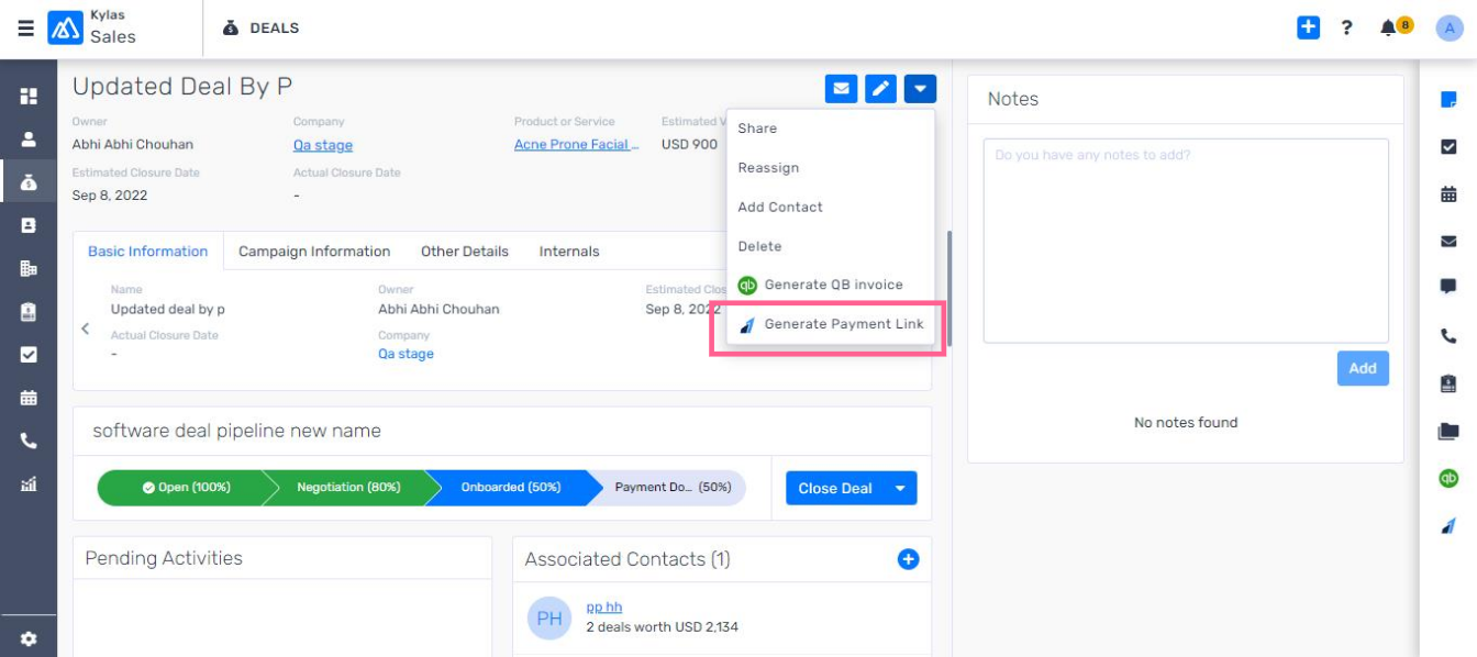search Razorpay - Payment Link generation